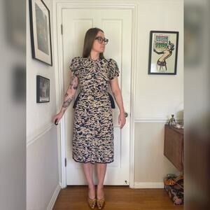 40s Vintage Novelty Print Peplum Dress